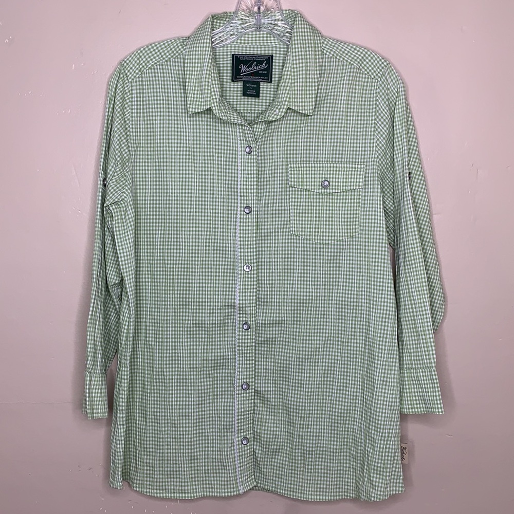 WOOLRICH Green Gingham Cottage Core Country Button Down Shirt, Large
